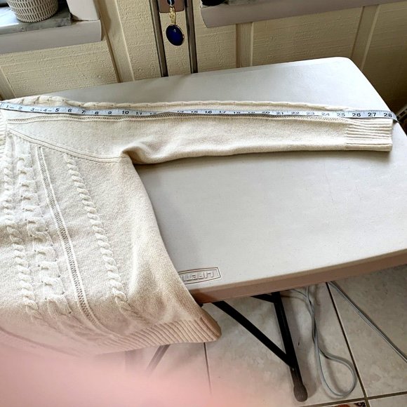 NWT Magaschoni 100% ivory cashmere button front cardigan size L - Picture 6 of 9